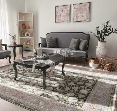 The-combination-of-green-carpet-and-gray-sofa-is-a-very-beautiful-idea