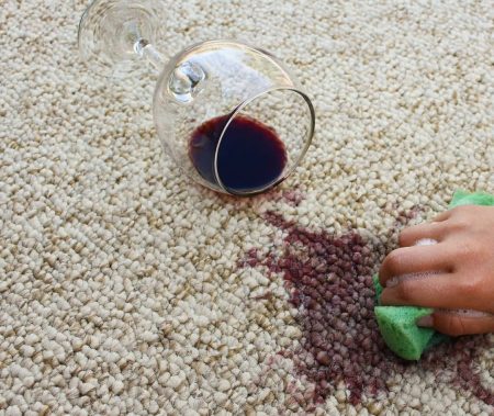 red wine stain on rug